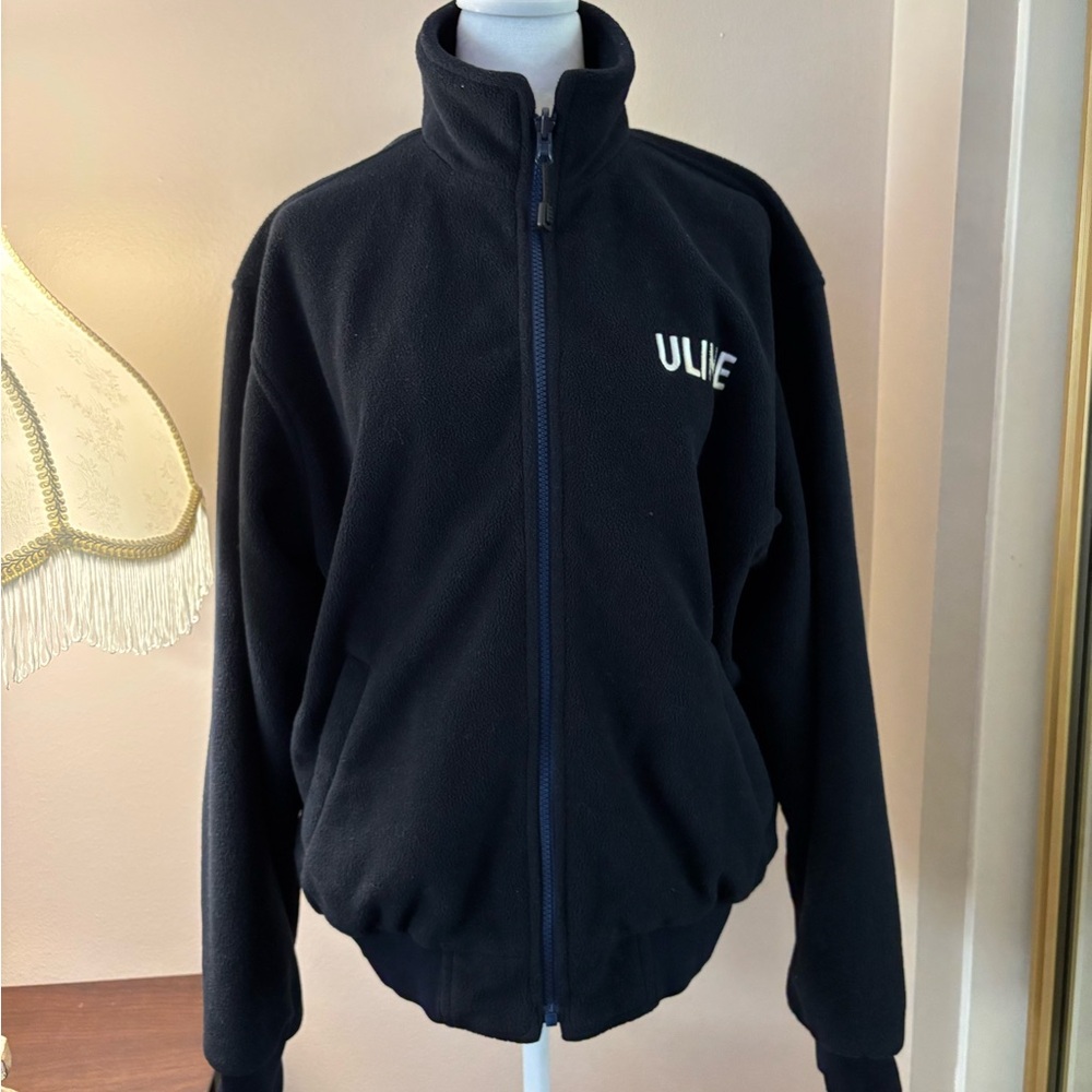 Navy Blue Full Zip Fleece Heavyweight Jacket for Men Size M